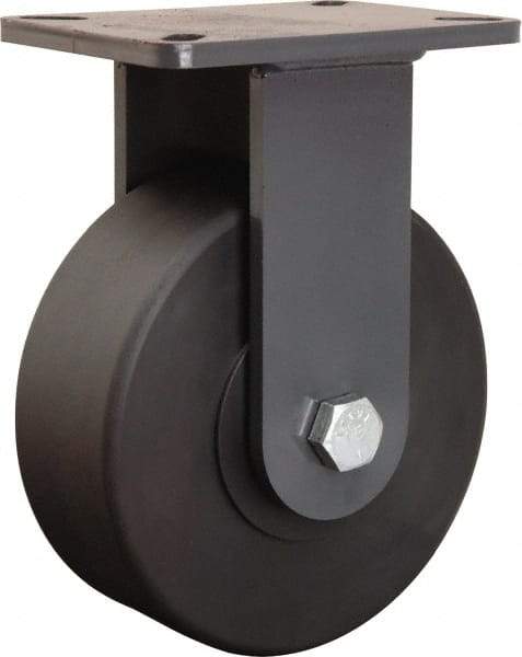 Hamilton - 8" Diam x 3" Wide x 10-1/2" OAH Top Plate Mount Rigid Caster - Nylon, 6,000 Lb Capacity, Precision Ball Bearing, 5-1/4 x 7-1/4" Plate - Americas Industrial Supply