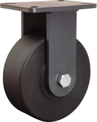 Hamilton - 8" Diam x 3" Wide x 10-1/2" OAH Top Plate Mount Rigid Caster - Nylon, 6,000 Lb Capacity, Precision Ball Bearing, 5-1/4 x 7-1/4" Plate - Americas Industrial Supply