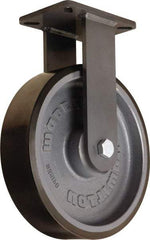 Hamilton - 12" Diam x 3" Wide x 15-1/2" OAH Top Plate Mount Rigid Caster - Polyurethane Mold onto Cast Iron Center, 4,550 Lb Capacity, Tapered Roller Bearing, 5-1/4 x 7-1/4" Plate - Americas Industrial Supply