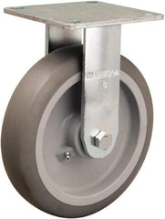 Hamilton - 8" Diam x 2" Wide x 9-1/2" OAH Top Plate Mount Rigid Caster - Rubber Mold on Polyolefin, 500 Lb Capacity, Straight Roller Bearing, 5 x 5-1/2" Plate - Americas Industrial Supply