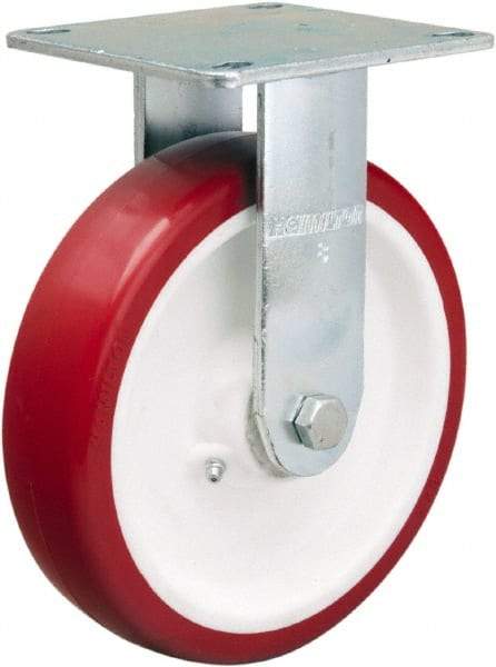 Hamilton - 8" Diam x 2" Wide x 9-1/2" OAH Top Plate Mount Rigid Caster - Polyurethane Mold on Polypropylene, 900 Lb Capacity, Straight Roller Bearing, 5 x 5-1/2" Plate - Americas Industrial Supply