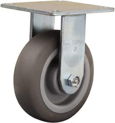 Hamilton - 6" Diam x 2" Wide x 7-1/2" OAH Top Plate Mount Rigid Caster - Rubber Mold on Polyolefin, 410 Lb Capacity, Straight Roller Bearing, 5 x 5-1/2" Plate - Americas Industrial Supply