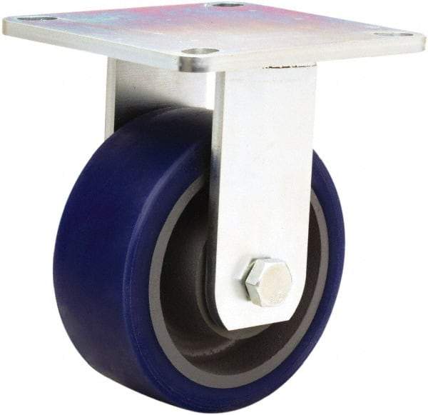 Hamilton - 5" Diam x 2" Wide x 6-1/2" OAH Top Plate Mount Rigid Caster - Polyurethane Mold onto Cast Iron Center, 840 Lb Capacity, Sealed Precision Ball Bearing, 5 x 5-1/2" Plate - Americas Industrial Supply