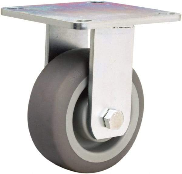 Hamilton - 5" Diam x 2" Wide x 6-1/2" OAH Top Plate Mount Rigid Caster - Rubber Mold on Polyolefin, 350 Lb Capacity, Straight Roller Bearing, 5 x 5-1/2" Plate - Americas Industrial Supply