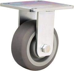 Hamilton - 5" Diam x 2" Wide x 6-1/2" OAH Top Plate Mount Rigid Caster - Rubber Mold on Polyolefin, 350 Lb Capacity, Straight Roller Bearing, 5 x 5-1/2" Plate - Americas Industrial Supply