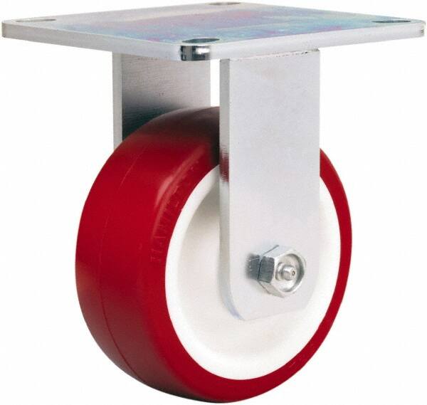 Hamilton - 5" Diam x 2" Wide x 6-1/2" OAH Top Plate Mount Rigid Caster - Polyurethane Mold on Polypropylene, 900 Lb Capacity, Straight Roller Bearing, 5 x 5-1/2" Plate - Americas Industrial Supply