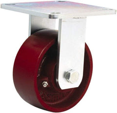 Hamilton - 5" Diam x 2" Wide x 6-1/2" OAH Top Plate Mount Rigid Caster - Cast Iron, 900 Lb Capacity, Sealed Precision Ball Bearing, 5 x 5-1/2" Plate - Americas Industrial Supply