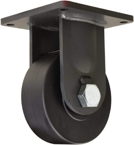 Hamilton - 8" Diam x 3" Wide x 11" OAH Top Plate Mount Rigid Caster - Nylon, 7,200 Lb Capacity, Precision Ball Bearing, 8-1/2 x 8-1/2" Plate - Americas Industrial Supply