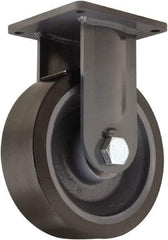 Hamilton - 12" Diam x 4" Wide x 15-1/2" OAH Top Plate Mount Rigid Caster - Polyurethane Mold on Forged Steel, 7,800 Lb Capacity, Tapered Roller Bearing, 8-1/2 x 8-1/2" Plate - Americas Industrial Supply
