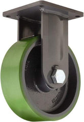 Hamilton - 16" Diam x 4" Wide x 19-1/2" OAH Top Plate Mount Rigid Caster - Polyurethane Mold onto Cast Iron Center, 5,500 Lb Capacity, Tapered Roller Bearing, 8-1/2 x 8-1/2" Plate - Americas Industrial Supply
