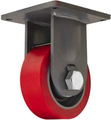 Hamilton - 10" Diam x 4" Wide x 13" OAH Top Plate Mount Rigid Caster - Polyurethane, 6,000 Lb Capacity, Tapered Roller Bearing, 8-1/2 x 8-1/2" Plate - Americas Industrial Supply