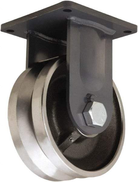 Hamilton - 10" Diam x 4" Wide, Forged Steel Rigid Caster - 16,000 Lb Capacity, Top Plate Mount, 8-1/2" x 8-1/2" Plate, Straight Roller Bearing - Americas Industrial Supply