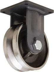Hamilton - 10" Diam x 4" Wide, Forged Steel Rigid Caster - 16,000 Lb Capacity, Top Plate Mount, 8-1/2" x 8-1/2" Plate, Straight Roller Bearing - Americas Industrial Supply