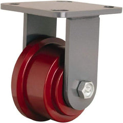 Hamilton - 3-1/2" Diam x 5-3/8" OAH Top Plate Mount Rigid Track - Iron, 1,400 Lb Capacity, Straight Roller Bearing, 4-1/2 x 6-1/2" Plate - Americas Industrial Supply