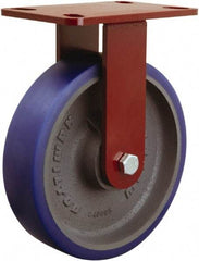 Hamilton - 8" Diam x 2" Wide x 9-3/4" OAH Top Plate Mount Rigid Caster - Polyurethane, 1,600 Lb Capacity, Sealed Precision Ball Bearing, 4-1/2 x 6-1/2" Plate - Americas Industrial Supply