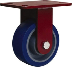 Hamilton - 5" Diam x 2" Wide x 6-3/4" OAH Top Plate Mount Rigid Caster - Polyurethane Mold onto Cast Iron Center, 840 Lb Capacity, Tapered Roller Bearing, 4-1/2 x 6-1/2" Plate - Americas Industrial Supply