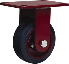 Hamilton - 5" Diam x 2" Wide x 6-3/4" OAH Top Plate Mount Rigid Caster - Rubber Mold on Cast Iron, 350 Lb Capacity, Straight Roller Bearing, 4-1/2 x 6-1/2" Plate - Americas Industrial Supply