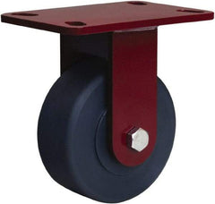 Hamilton - 5" Diam x 2" Wide x 6-3/4" OAH Top Plate Mount Rigid Caster - Nylon, 2,000 Lb Capacity, Sealed Precision Ball Bearing, 4-1/2 x 6-1/2" Plate - Americas Industrial Supply