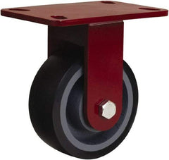 Hamilton - 5" Diam x 2" Wide x 6-3/4" OAH Top Plate Mount Rigid Caster - Polyurethane Mold onto Cast Iron Center, 1,360 Lb Capacity, Tapered Roller Bearing, 4-1/2 x 6-1/2" Plate - Americas Industrial Supply