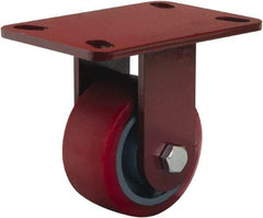 Hamilton - 4" Diam x 2" Wide x 5-5/8" OAH Top Plate Mount Rigid Caster - Polyurethane Mold onto Cast Iron Center, 900 Lb Capacity, Sealed Precision Ball Bearing, 4-1/2 x 6-1/2" Plate - Americas Industrial Supply