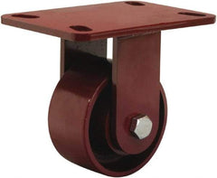 Hamilton - 4" Diam x 2" Wide x 5-5/8" OAH Top Plate Mount Rigid Caster - Cast Iron, 1,000 Lb Capacity, Sealed Precision Ball Bearing, 4-1/2 x 6-1/2" Plate - Americas Industrial Supply