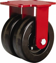 Hamilton - 6" Diam x 2" Wide x 7-3/4" OAH Top Plate Mount Rigid Caster - Phenolic, 2,400 Lb Capacity, Straight Roller Bearing, 4-1/2 x 6-1/2" Plate - Americas Industrial Supply