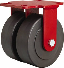 Hamilton - 6" Diam x 2" Wide x 7-3/4" OAH Top Plate Mount Rigid Caster - Nylon, 2,500 Lb Capacity, Sealed Precision Ball Bearing, 4-1/2 x 6-1/2" Plate - Americas Industrial Supply
