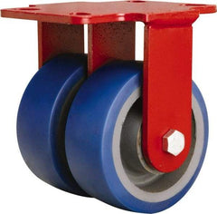 Hamilton - 5" Diam x 2" Wide x 6-3/4" OAH Top Plate Mount Rigid Caster - Polyurethane Mold onto Cast Iron Center, 1,680 Lb Capacity, Sealed Precision Ball Bearing, 4-1/2 x 6-1/2" Plate - Americas Industrial Supply