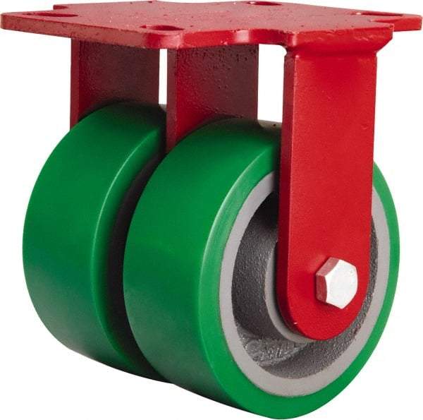 Hamilton - 5" Diam x 2" Wide x 6-3/4" OAH Top Plate Mount Rigid Caster - Polyurethane Mold onto Cast Iron Center, 2,100 Lb Capacity, Sealed Precision Ball Bearing, 4-1/2 x 6-1/2" Plate - Americas Industrial Supply