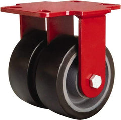 Hamilton - 5" Diam x 2" Wide x 6-3/4" OAH Top Plate Mount Rigid Caster - Polyurethane Mold onto Cast Iron Center, 2,720 Lb Capacity, Sealed Precision Ball Bearing, 4-1/2 x 6-1/2" Plate - Americas Industrial Supply