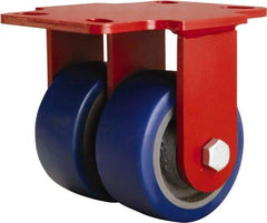 Hamilton - 4" Diam x 2" Wide x 5-5/8" OAH Top Plate Mount Rigid Caster - Polyurethane Mold onto Cast Iron Center, 1,200 Lb Capacity, Sealed Precision Ball Bearing, 4-1/2 x 6-1/2" Plate - Americas Industrial Supply