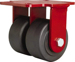 Hamilton - 4" Diam x 2" Wide x 5-5/8" OAH Top Plate Mount Dual Rigid Caster - Nylon, 2,500 Lb Capacity, Sealed Precision Ball Bearing, 4-1/2 x 6-1/2" Plate - Americas Industrial Supply