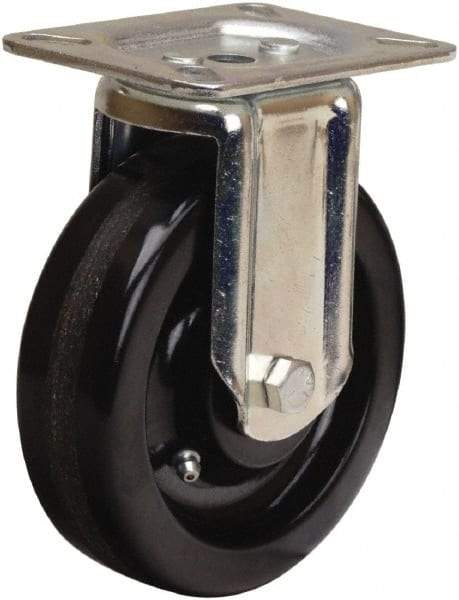Hamilton - 5" Diam x 1-1/2" Wide x 6-1/16" OAH Top Plate Mount Rigid Caster - Phenolic, 400 Lb Capacity, Straight Roller Bearing, 3-1/8 x 4-1/8" Plate - Americas Industrial Supply