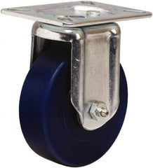 Hamilton - 4" Diam x 1-1/4" Wide x 5-1/16" OAH Top Plate Mount Rigid Caster - Polyurethane, 400 Lb Capacity, Straight Roller Bearing, 3-1/8 x 4-1/8" Plate - Americas Industrial Supply