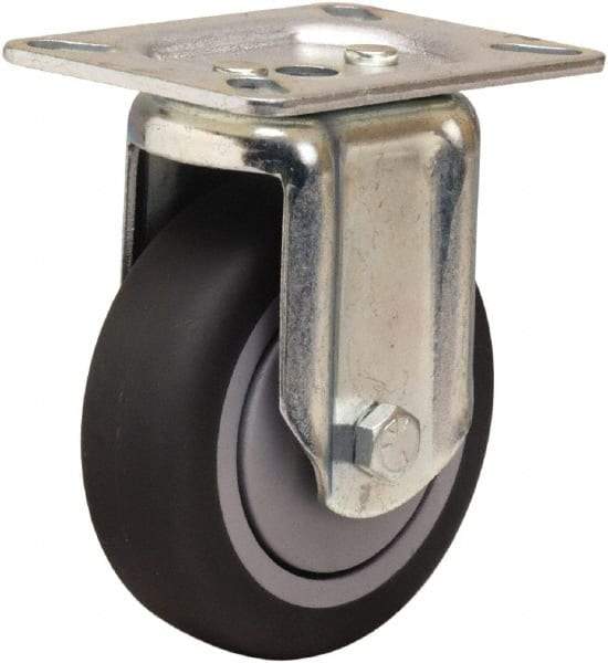Hamilton - 4" Diam x 1-3/8" Wide x 5-1/16" OAH Top Plate Mount Rigid Caster - Rubber Mold on Polyolefin, 250 Lb Capacity, Precision Ball Bearing, 3-1/8 x 4-1/8" Plate - Americas Industrial Supply
