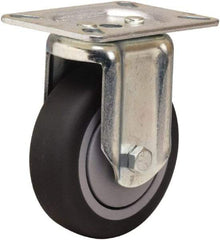 Hamilton - 4" Diam x 1-3/8" Wide x 5-1/16" OAH Top Plate Mount Rigid Caster - Rubber Mold on Polyolefin, 250 Lb Capacity, Precision Ball Bearing, 3-1/8 x 4-1/8" Plate - Americas Industrial Supply