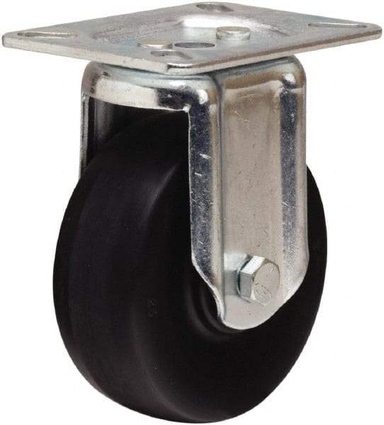 Hamilton - 4" Diam x 1-1/2" Wide x 5-1/16" OAH Top Plate Mount Rigid Caster - Hard Rubber, 300 Lb Capacity, Self-Lubricating Bearing, 3-1/8 x 4-1/8" Plate - Americas Industrial Supply