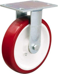 Hamilton - 8" Diam x 2" Wide x 9-1/2" OAH Top Plate Mount Rigid Caster - Polyurethane Mold on Polypropylene, 900 Lb Capacity, Straight Roller Bearing, 4-1/2 x 6-1/4" Plate - Americas Industrial Supply