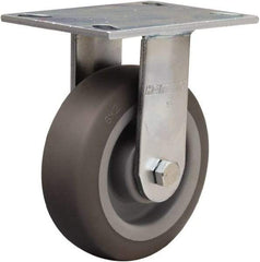 Hamilton - 6" Diam x 2" Wide x 7-1/2" OAH Top Plate Mount Rigid Caster - Rubber Mold on Polyolefin, 410 Lb Capacity, Straight Roller Bearing, 4-1/2 x 6-1/4" Plate - Americas Industrial Supply