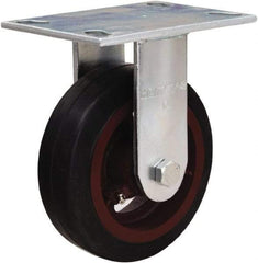 Hamilton - 6" Diam x 2" Wide x 7-1/2" OAH Top Plate Mount Rigid Caster - Rubber Mold on Cast Iron, 410 Lb Capacity, Straight Roller Bearing, 4-1/2 x 6-1/4" Plate - Americas Industrial Supply