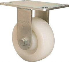 Hamilton - 5" Diam x 2" Wide x 6-1/2" OAH Top Plate Mount Rigid Caster - Nylon, 900 Lb Capacity, Sealed Precision Ball Bearing, 4-1/2 x 6-1/4" Plate - Americas Industrial Supply