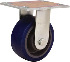 Hamilton - 5" Diam x 2" Wide x 6-1/2" OAH Top Plate Mount Rigid Caster - Polyurethane Mold onto Cast Iron Center, 840 Lb Capacity, Sealed Precision Ball Bearing, 4-1/2 x 6-1/4" Plate - Americas Industrial Supply