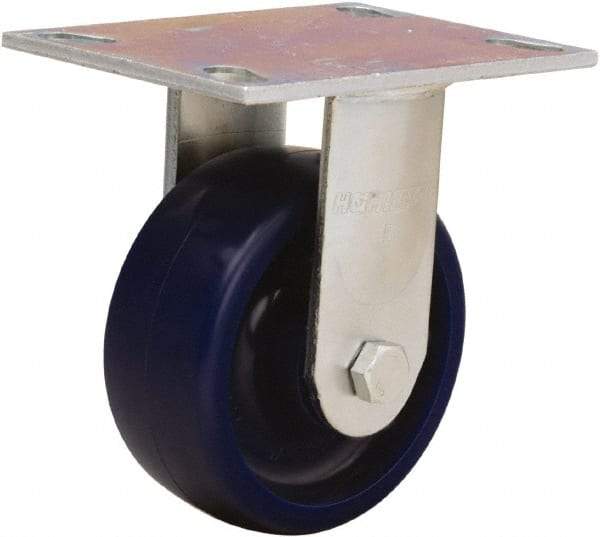 Hamilton - 5" Diam x 2" Wide x 6-1/2" OAH Top Plate Mount Rigid Caster - Polyurethane, 900 Lb Capacity, Sealed Precision Ball Bearing, 4-1/2 x 6-1/4" Plate - Americas Industrial Supply