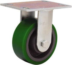 Hamilton - 5" Diam x 2" Wide x 6-1/2" OAH Top Plate Mount Rigid Caster - Polyurethane Mold onto Cast Iron Center, 900 Lb Capacity, Sealed Precision Ball Bearing, 4-1/2 x 6-1/4" Plate - Americas Industrial Supply