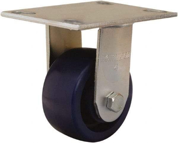 Hamilton - 4" Diam x 2" Wide x 5-5/8" OAH Top Plate Mount Rigid Caster - Polyurethane, 750 Lb Capacity, Sealed Precision Ball Bearing, 4-1/2 x 6-1/4" Plate - Americas Industrial Supply