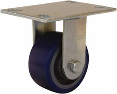Hamilton - 4" Diam x 2" Wide x 5-5/8" OAH Top Plate Mount Rigid Caster - Polyurethane Mold onto Cast Iron Center, 600 Lb Capacity, Sealed Precision Ball Bearing, 4-1/2 x 6-1/4" Plate - Americas Industrial Supply