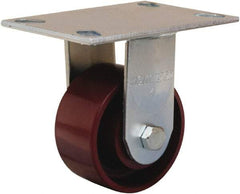 Hamilton - 4" Diam x 2" Wide x 5-5/8" OAH Top Plate Mount Rigid Caster - Cast Iron, 900 Lb Capacity, Sealed Precision Ball Bearing, 4-1/2 x 6-1/4" Plate - Americas Industrial Supply