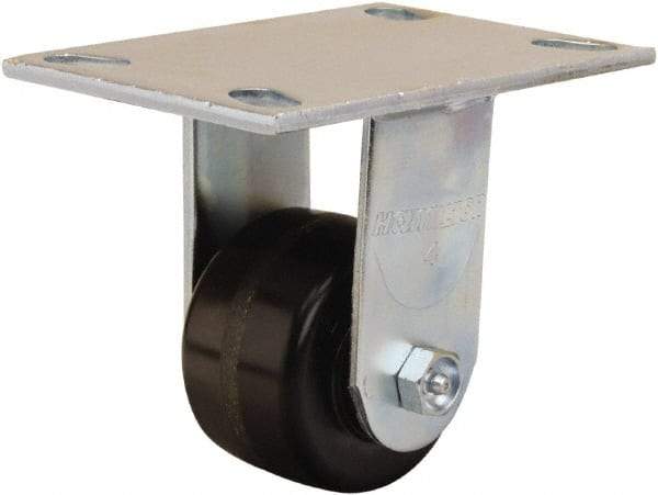 Hamilton - 3-1/4" Diam x 2" Wide x 5-1/4" OAH Top Plate Mount Rigid Caster - Phenolic, 700 Lb Capacity, Straight Roller Bearing, 4-1/2 x 6-1/4" Plate - Americas Industrial Supply