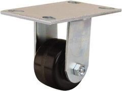 Hamilton - 3-1/4" Diam x 2" Wide x 5-1/4" OAH Top Plate Mount Rigid Caster - Phenolic, 700 Lb Capacity, Straight Roller Bearing, 4-1/2 x 6-1/4" Plate - Americas Industrial Supply