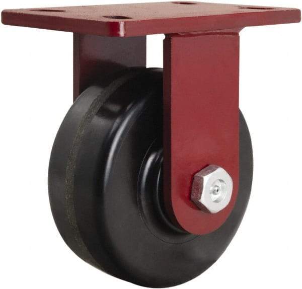 Hamilton - 6" Diam x 2-1/2" Wide x 7-1/2" OAH Top Plate Mount Rigid Caster - Phenolic, 1,800 Lb Capacity, Straight Roller Bearing, 5 x 7" Plate - Americas Industrial Supply